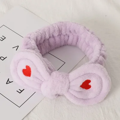 Простая и универсальная красная лента для волос love с милым бантик в виде кроличьих ушек - Color: purple
