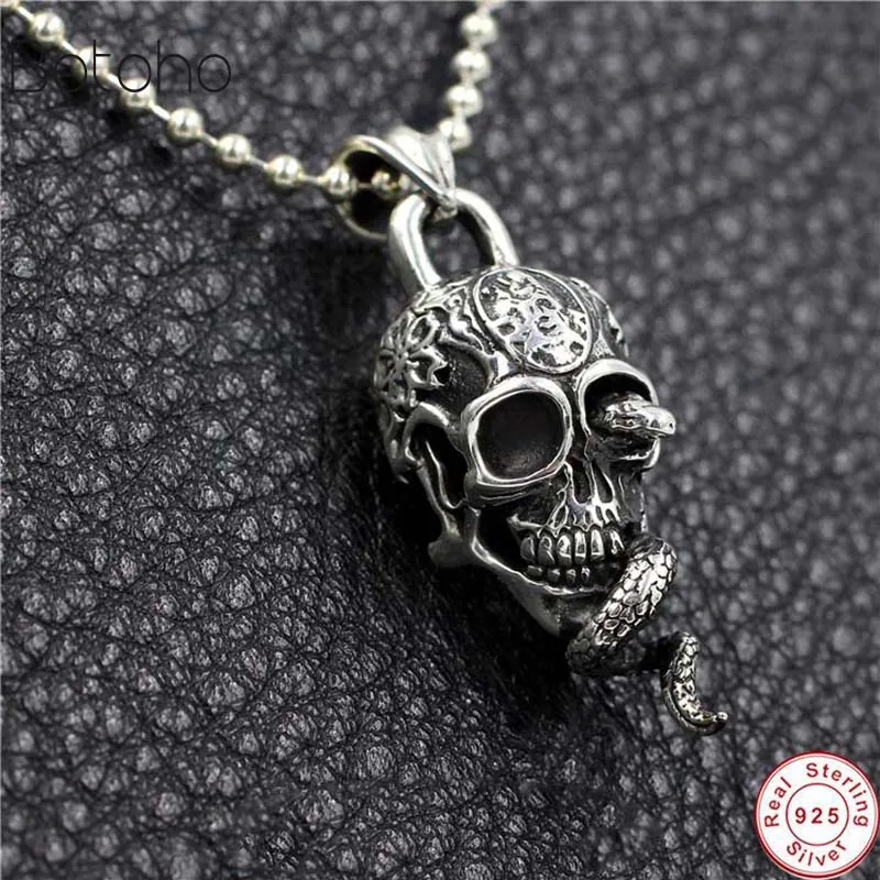 

Hiphop Punk Rock Cobra Skull Pendant 100% Real 925 sterling silver for women men Necklace Pendant Gift fine jewelry gift new