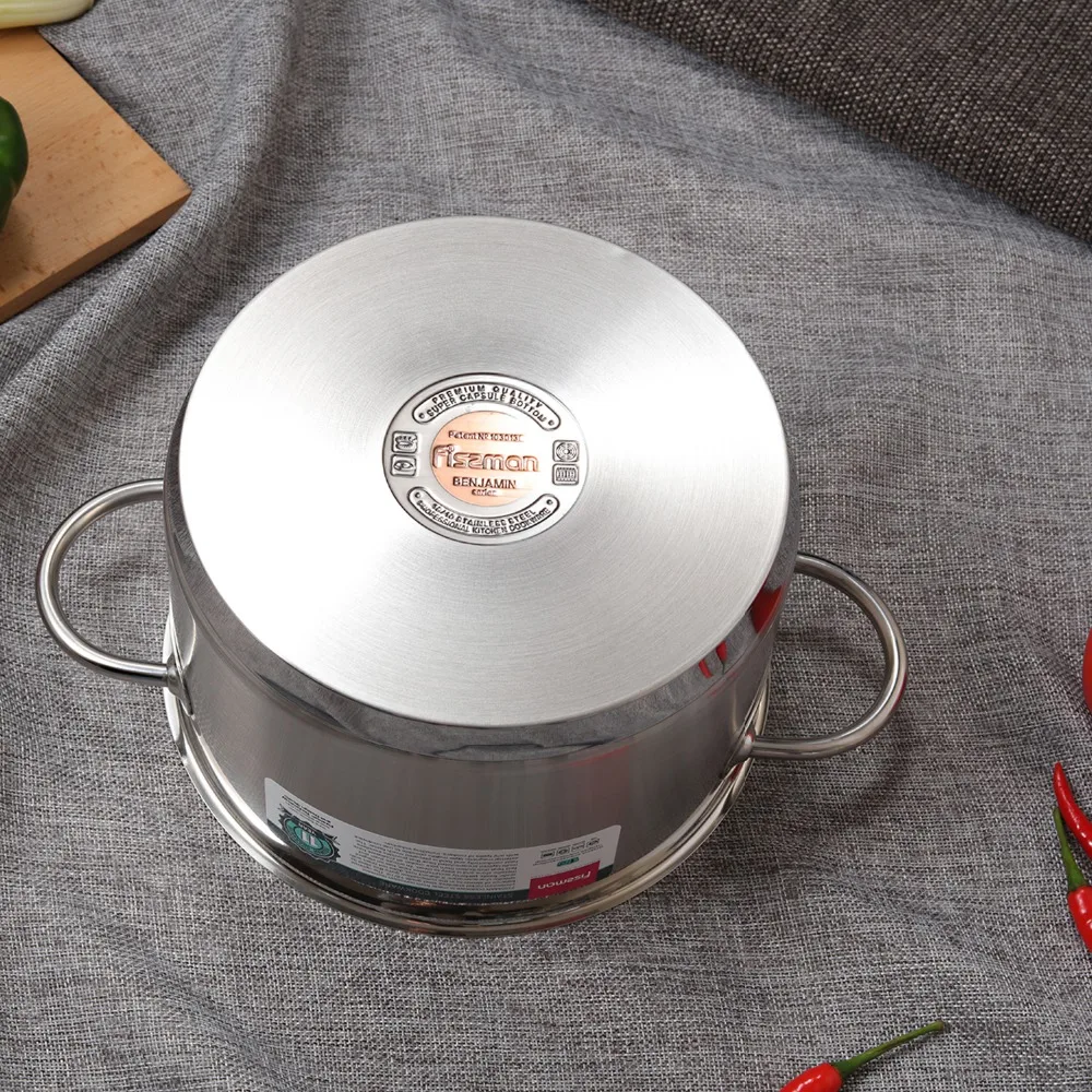 BENJAMIN serie cacerola con tapa de vidrio 304 olla sopera de acero inoxidable de fondo olla de cocina