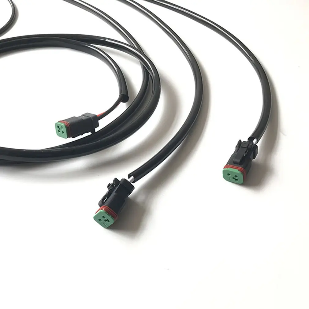 Connecting 3 Car LED Work Light Wiring Harness With DT Connecter Waterproof Double Switch Universal for Car Strip Light