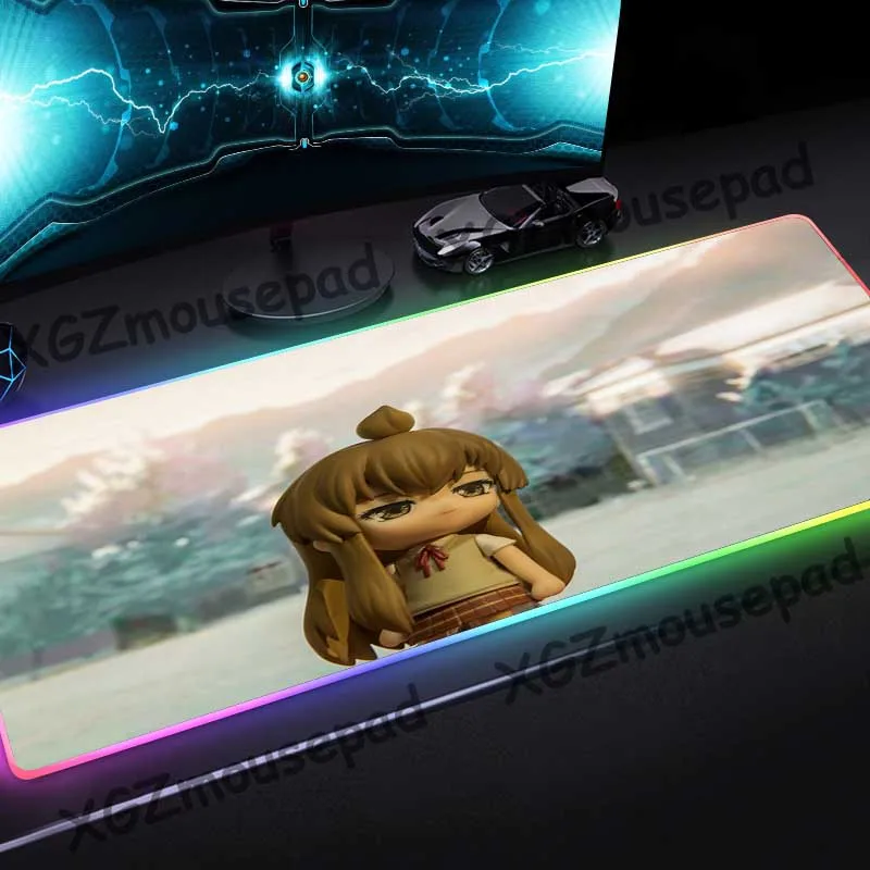 Большой коврик для мыши XGZ с RGB подсветкой и Черным Замком 3D рисунком аниме куклы