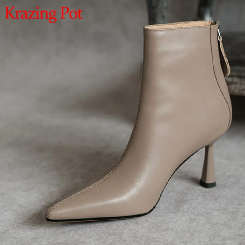 Dress Ankle-Boots Krazing-Pot Pointed-Toe High-Heels Chic-Design Lady L51 Strange Basic-Clothing
