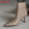 Krazing Pot new cow leather pointed toe strange high heels chic design concise basic clothing dress lady wedding ankle boots L51 ► Photo 1/6