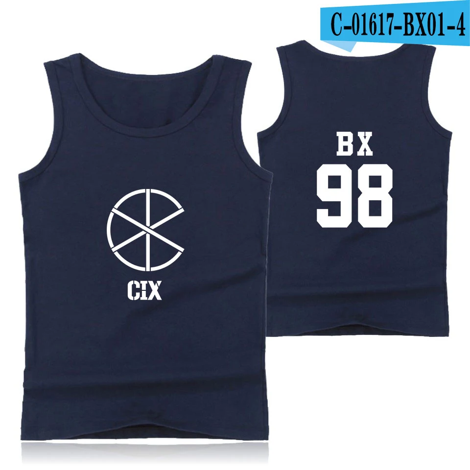 CIX Kpop Cool Fashion Korean Tank Top Women/Men Sleeveless Summer Popular Rock Band Bodybuilding Tank Famous Hip Hop Vest - Цвет: navy blue