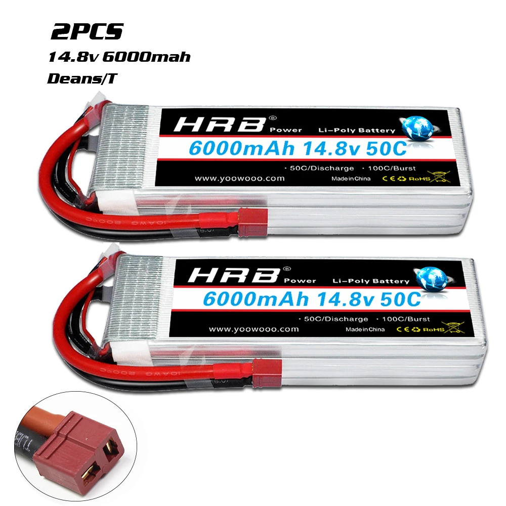2 шт. HRB 14 8 V 6000mAh 50C 100C 4S RC LiPo Аккумулятор для дистанционного управления автомобиля