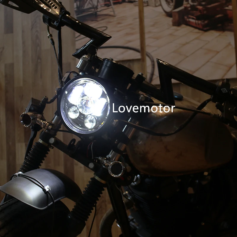 Universal 7'' Motorcycle LED Headlight High Low Beam Round Projector Head Lamp Motobike Head Light Cruiser Chopper Cafe Racer