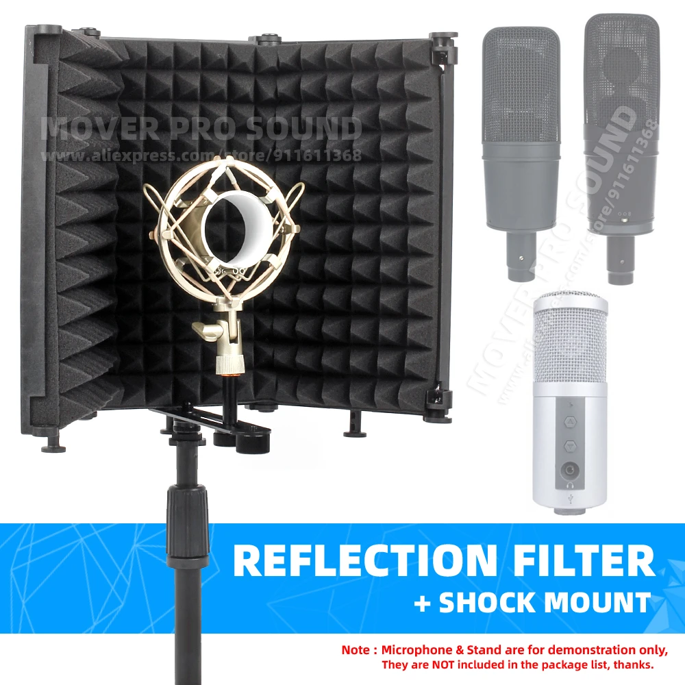 nakoming microscoop Kenmerkend Reflectie Filter + Mic Shock Mount Voor Audio Technica ATR2500 Atr 2500 Op  4040 4050 AT4040 AT4050 Microfoon Stand Spons houden|Microfoon Accessoires|  - AliExpress