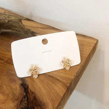 

MENGJIQIAO Japan Cute Elegant Square Shell Flower Stud Earrings For Women Delicate Geometric Boucle D'oreille Girls Jewelry