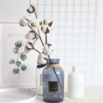 

10 Heads Natural Dried Cotton Flowers Artificial Flower Fake Plants Floral Branch For Wedding Party Decoration Home Decor