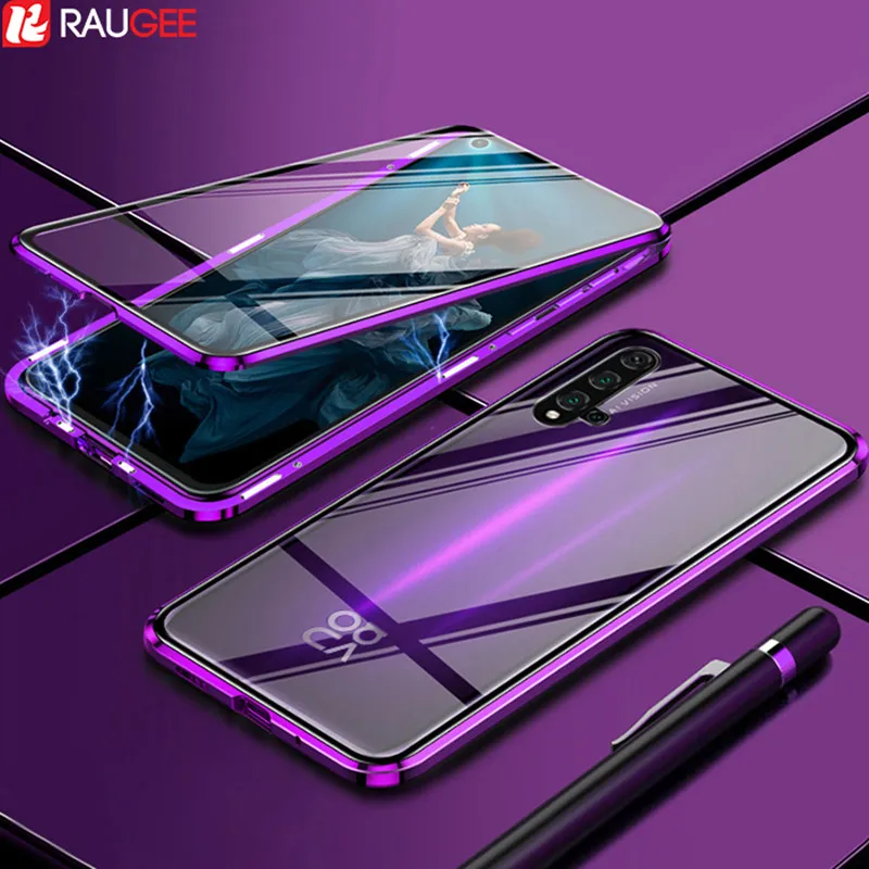 Магнитный чехол для Huawei Nova 5 T двухсторонний из закаленного стекла с полной