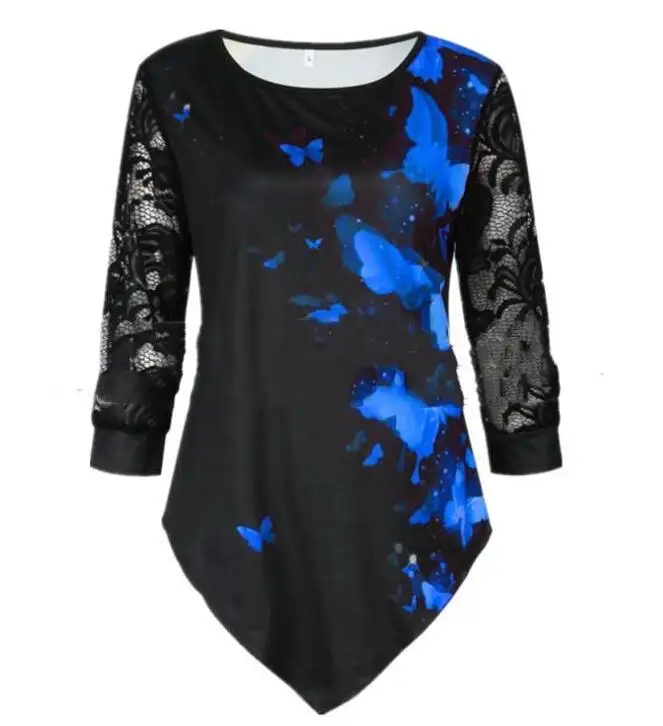 Summer 2020 Sexy Fashion Women Lace Spring Ruffles Crochet Tops Tees Plus Vintage Sizes Femme Shirts Blouse Befree Boho Casual