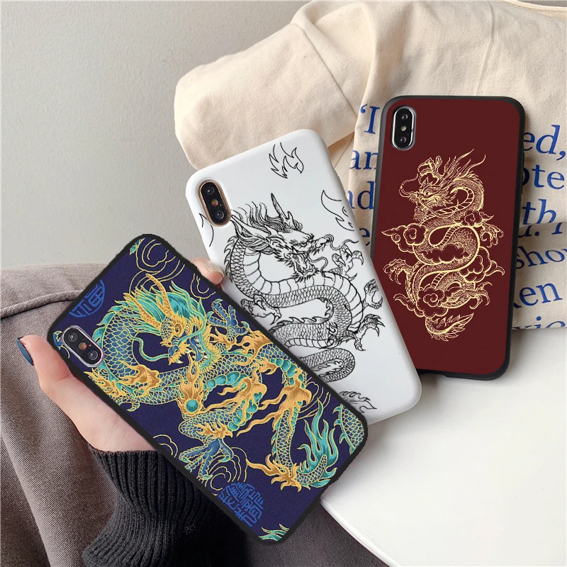 Black Dragon Case For Samsung Galaxy S21 S20 FE S10 S9 S8 Note 20 Ultra 10 Plus Pro Lite S10e S7 Edge J6 2018 J5 J7 Fundas | Мобильные