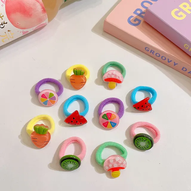 100Psc/Set Lovely Colorful Hair Bands For Girls Nylon Hair Ties Kids Candy Color Elastic Rubber Band Scrunchie Hair Accessories 10pcs-20