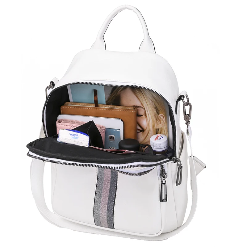 Рюкзак Новая роскошная брендовая сумка из искусственной кожи высокого качества в студенческом стиле, белая сумка известного дизайнера