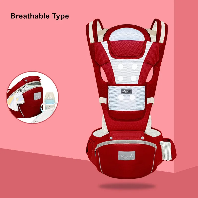 Дышащий рюкзак, переносная эргономичная переноска для младенцев, кенгуру, Хипсит, слинг, переноска, 0-48 м - Цвет: Breathable Red