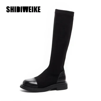 

Autumn New Women's high-quality shoes elastic material platform women's boots 2020 new knee boots high boots fashion v709