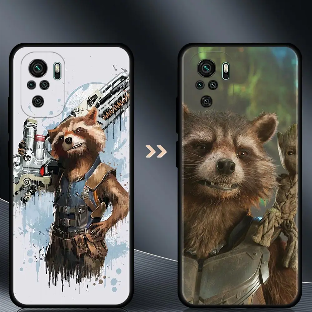 Marvel Avengers Groot Raccoon Cases For Redmi Note 9 8 10 Pro 9T 9S 8T 7 10pro Max Funda for redmi 9A 9T 8A 9 9C 8 7 7A Coque