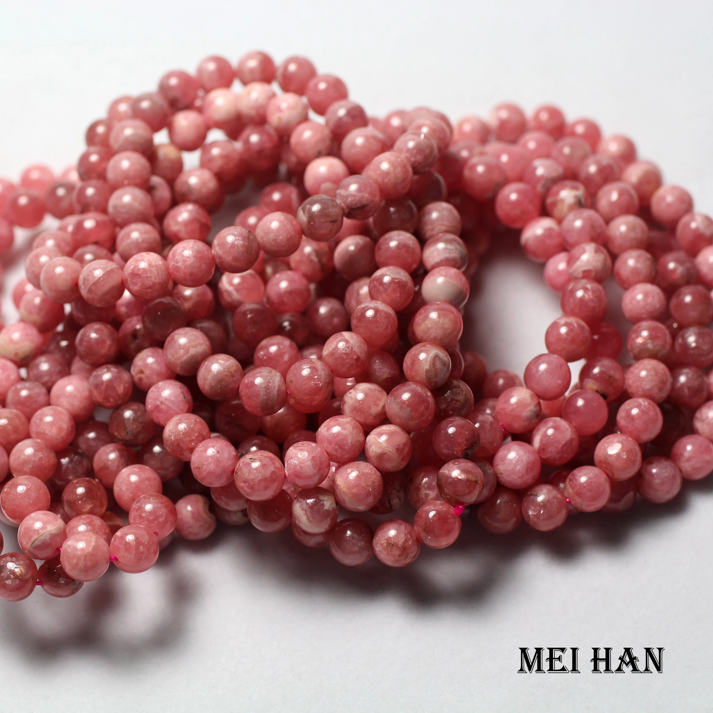 Meihan(24 бусины/прядь/20 г) 7,5 мм+-0,2 А+ натуральный аргентинский Родохрозит Гладкие Круглые бусины для изготовления своими руками