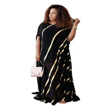 

2020 Women Sundress Long Dresses Female Summer Casual Dress Short Sleeve Patchwork Color Loose club dresses african dresses