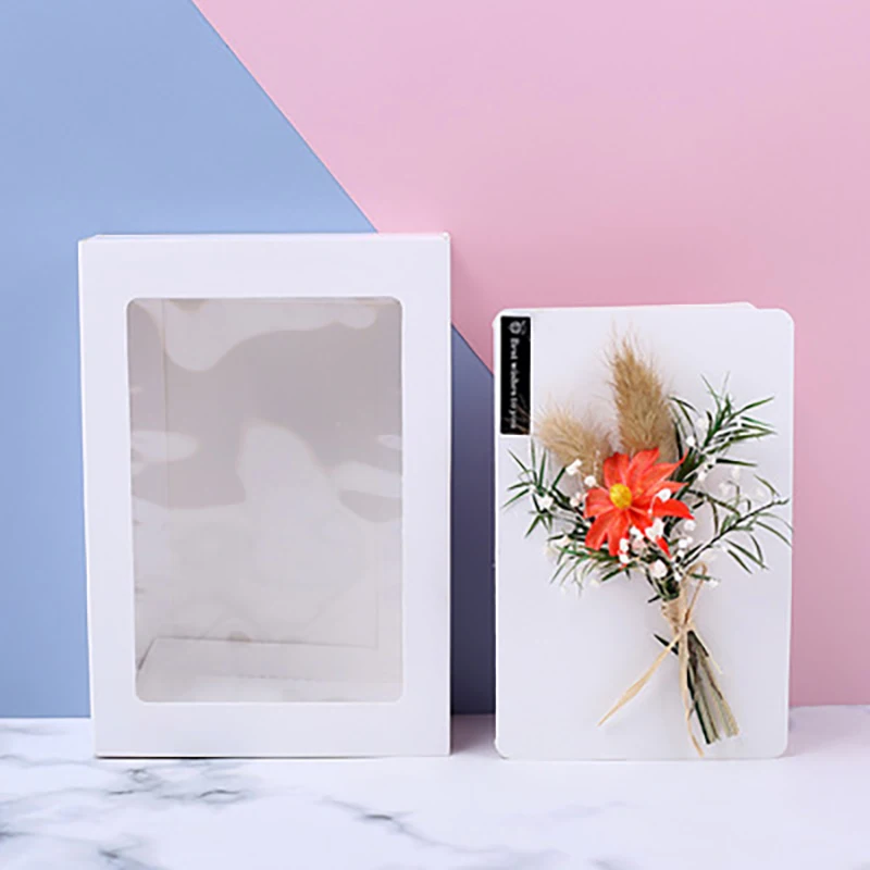 1 Набор DIY сушеный цветок поздравительная открытка сушеный цветок ручной работы бумажная пригласительная открытка на день рождения букет благодарения поздравительная открытка - Цвет: orange