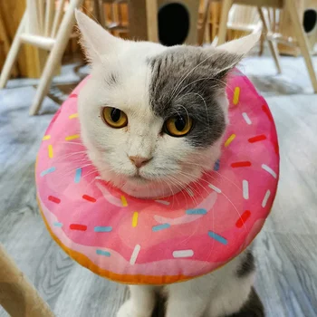

Pet Dog Cat Adjustable E-Collar Wound Healing Collar Soft Prevent Bite Elizabeth Circle Cute Donut Pet Protection Collar For Cat