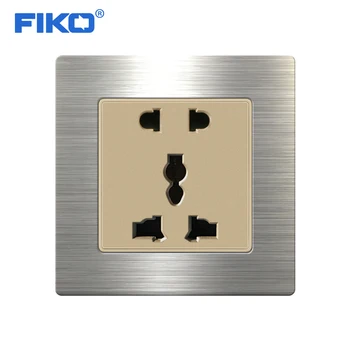 

FIKO 5hole universal wall electric socket stainless steel material panel 86*86mm home decoration accessories power outlet
