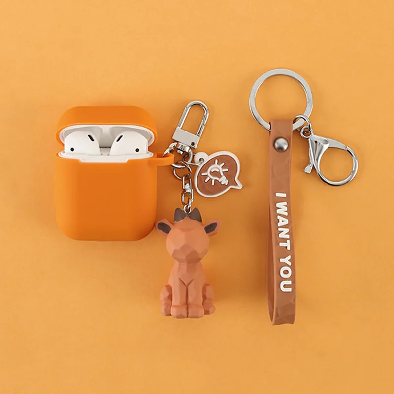 Cute Dinosaur Panda Case For Airpods Earphone Case Bluetooth Wireless Protective Cover For Apple AirPods Case Dinosaur Keychian - Цвет: b4
