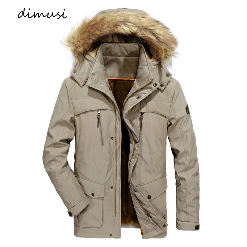 DIMUSI зимние мужские куртки-бомберы повседневные флисовые теплые парки средней