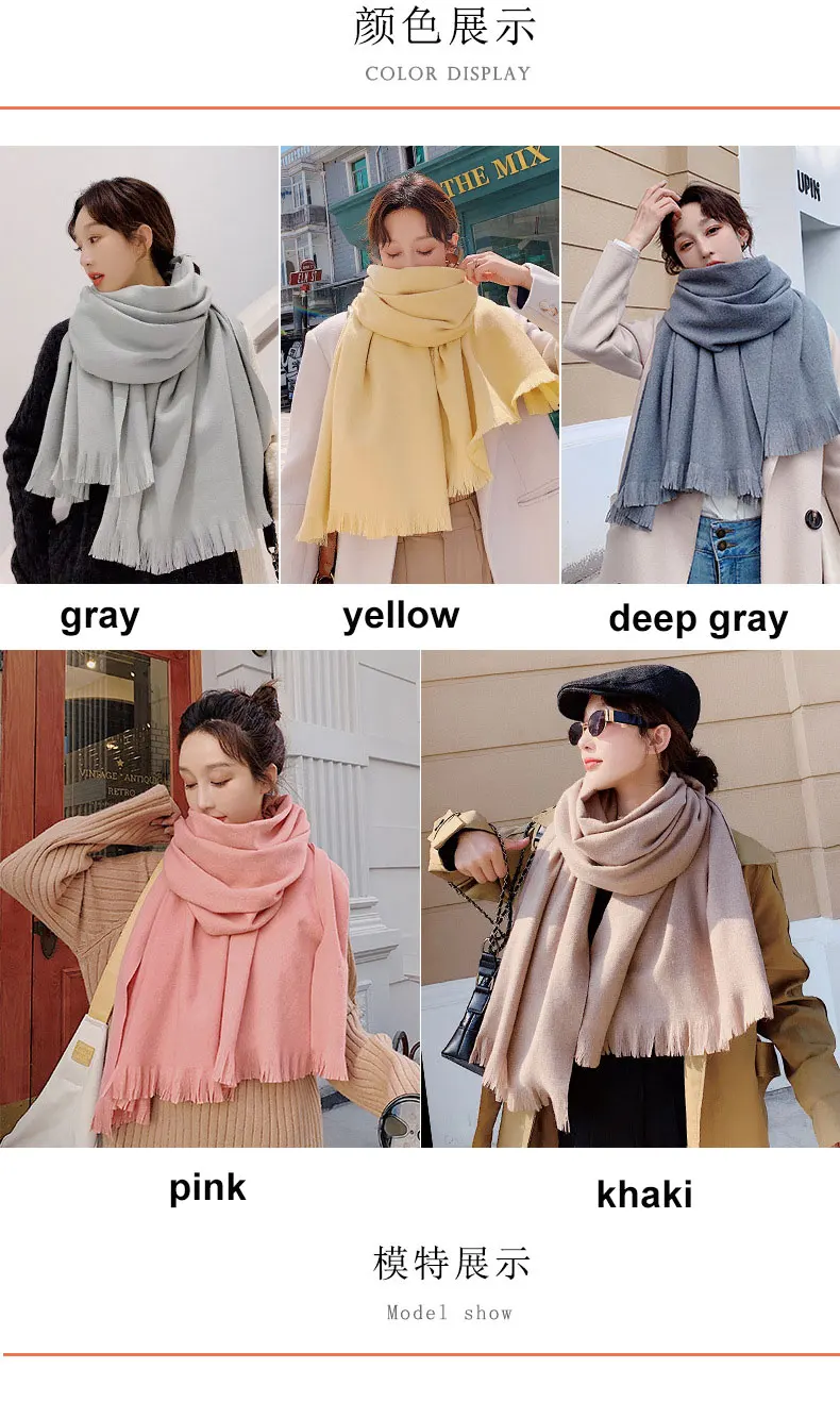 Бренд женский шарф модные однотонные кашемировые зимние шарфы для женщин шали и палантины из пашмины теплые длинные палантины хиджаб размера