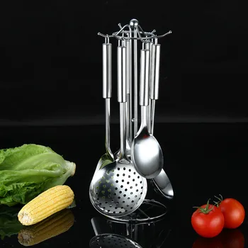 

6pcs Stainless steel Cooking Tools Kitchenware Kitchen Tool Cook Utensil Set Soup Spoon Colander Turner Meat Fork Leak Shovel