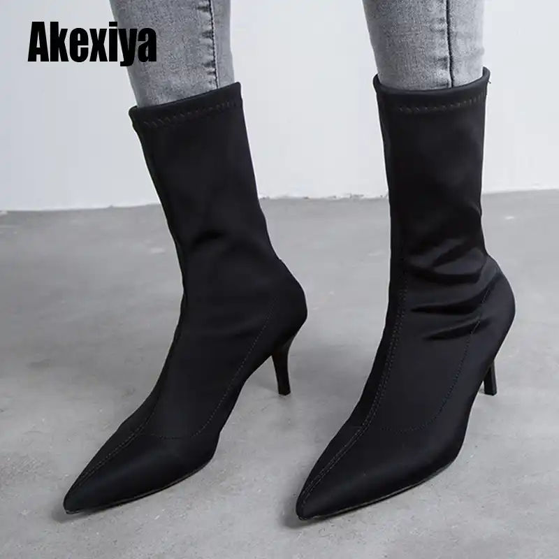 black booties thin heel