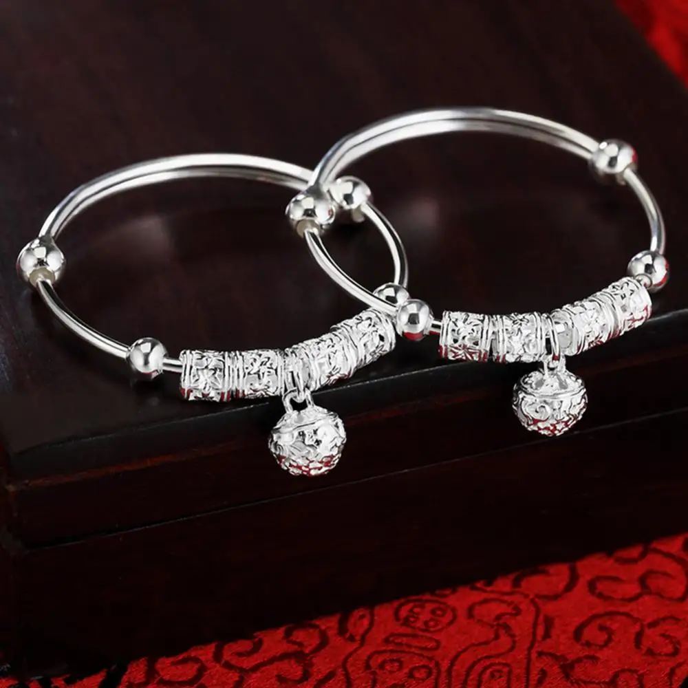 2Pcs Adjustable Infant Baby Embossing Bell Bangle Hand Bracelet Jewelry gift for praying for Cute Child Baby Bangles 2020 New 6