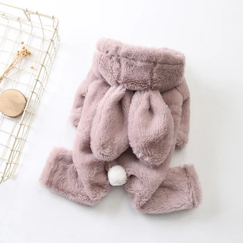 

Dog Coat Rabbit Cosplay Coat Dog Hooded Jumpsuit Warm Pajamas for winter Fluffy Jacket For Small Dog