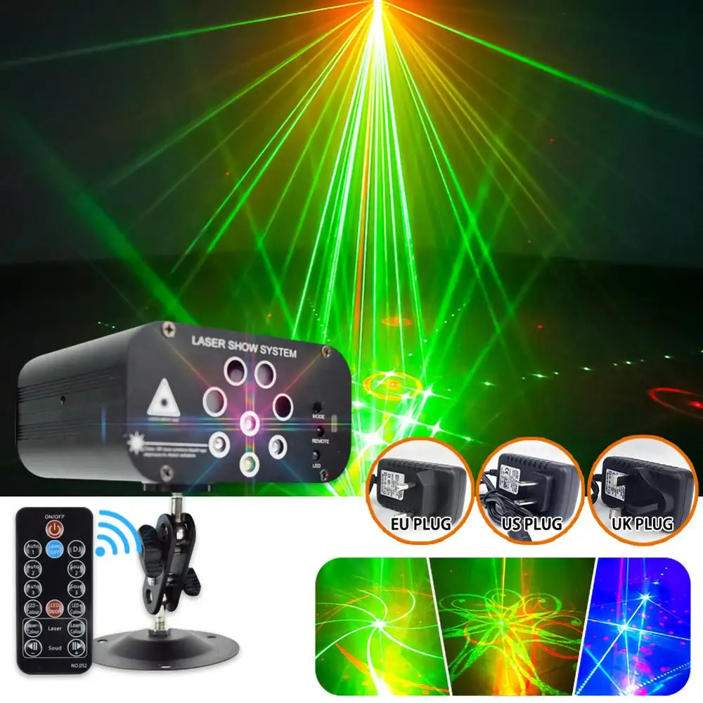 

Laser Projector Light 128 Patterns DJ Disco Light Remote/Sound Actived LED RGB Lighting Effect Lamp for Christmas KTV Home Party