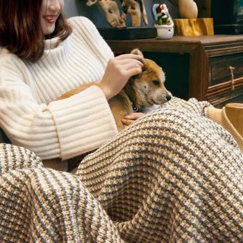 

Aggcual Nordic throw blanket for sofa Knitted spring and autumn leisure handmade cover bed blanket decorative Bedspread mat XT56