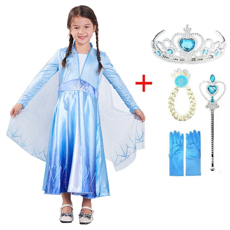 Новинка 2020 года Платье Эльзы для девочек Костюм принцессы Рождественская одежда