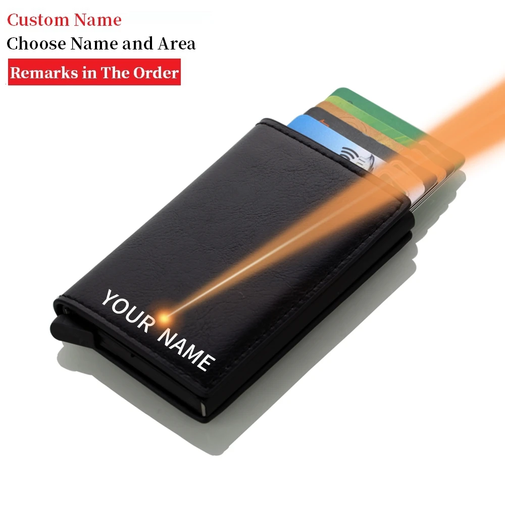 Custom Name Credit Card Case For Men Women Business Holder PU Leather Cards Purse Automatic Wallet | Багаж и сумки