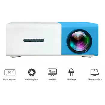

EU Plug blue YG300 home mini miniature projector LED entertainment portable 1080 HD projector