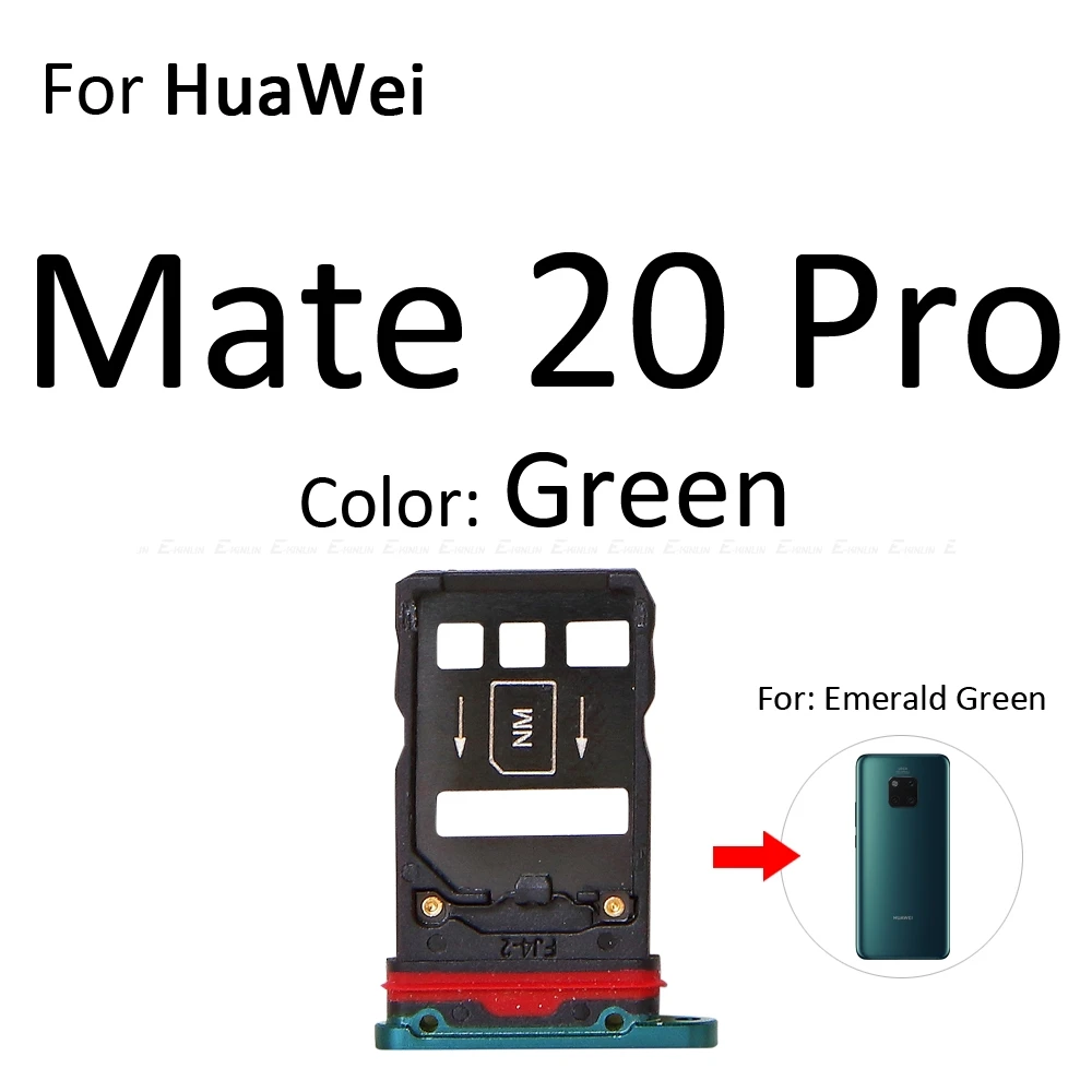 Micro SD sim-карта слот, разъем для лотка адаптер Коннектор кард-ридера для HuaWei mate 20 Pro X 20X Lite контейнер держатель запасные части - Цвет: For Mate20 Pro Green