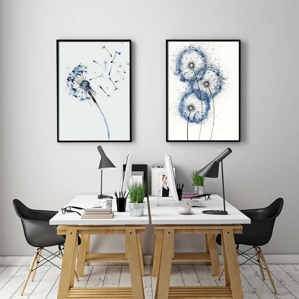 Blue Dandelion Poster And Print Wall Art Flowers Canvas Painting Modular Pictures Decoration Living Room Luxury Modern Object