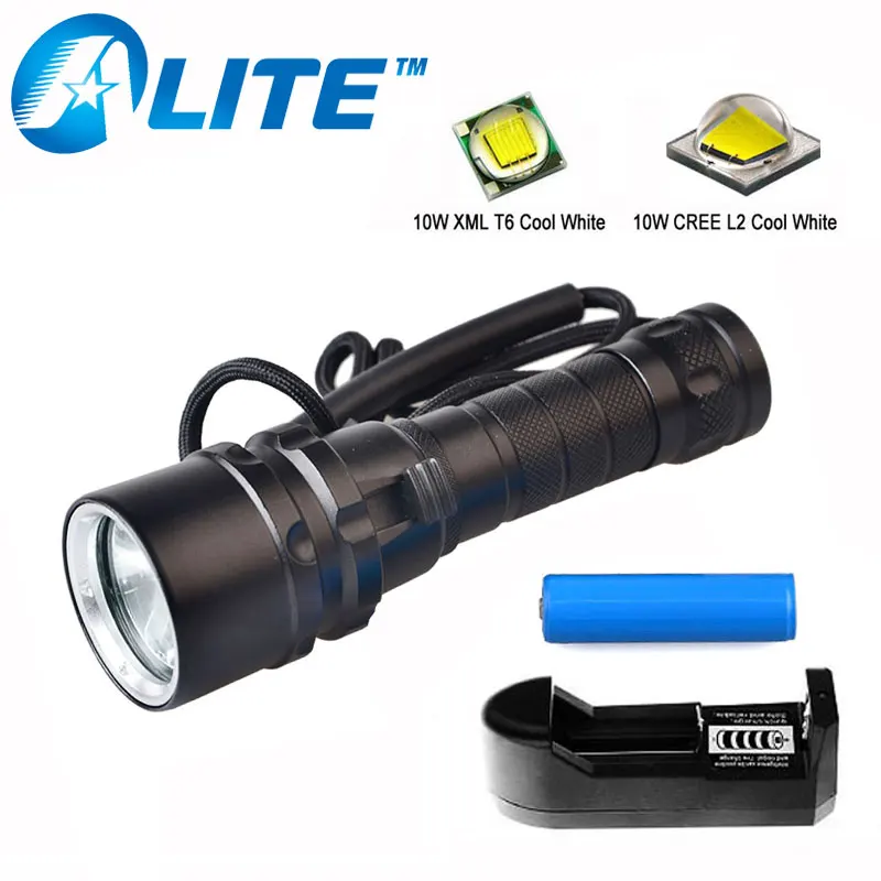 TMWT компактный Портативный подводный 80 m Водонепроницаемый CREE XM-L2 или XML T6 LED Дайвинг фонарик с 18650 Батарея