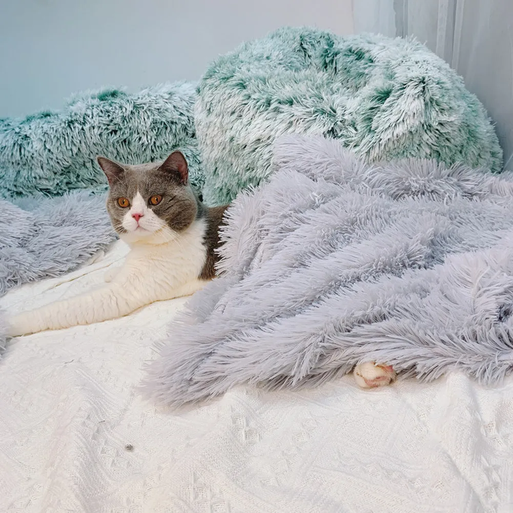 Pet Dog Cat Fluffy Fur Blanket Sleeping Mat Dogs Cats Bed Cushion Cover Reversible Double Layer Washable for Dog Bed Couch Sofa