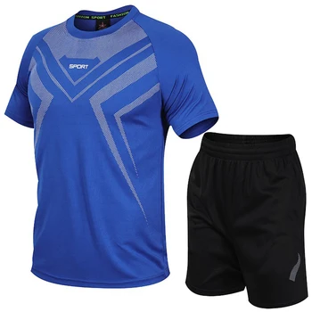 

Big Size 7XL 8XL Men`s Tracksuit Summer High Quality Men's Sets Quick Drying Men Sweat Suit 2pcsT Shirt+Shorts Sportswear Suits