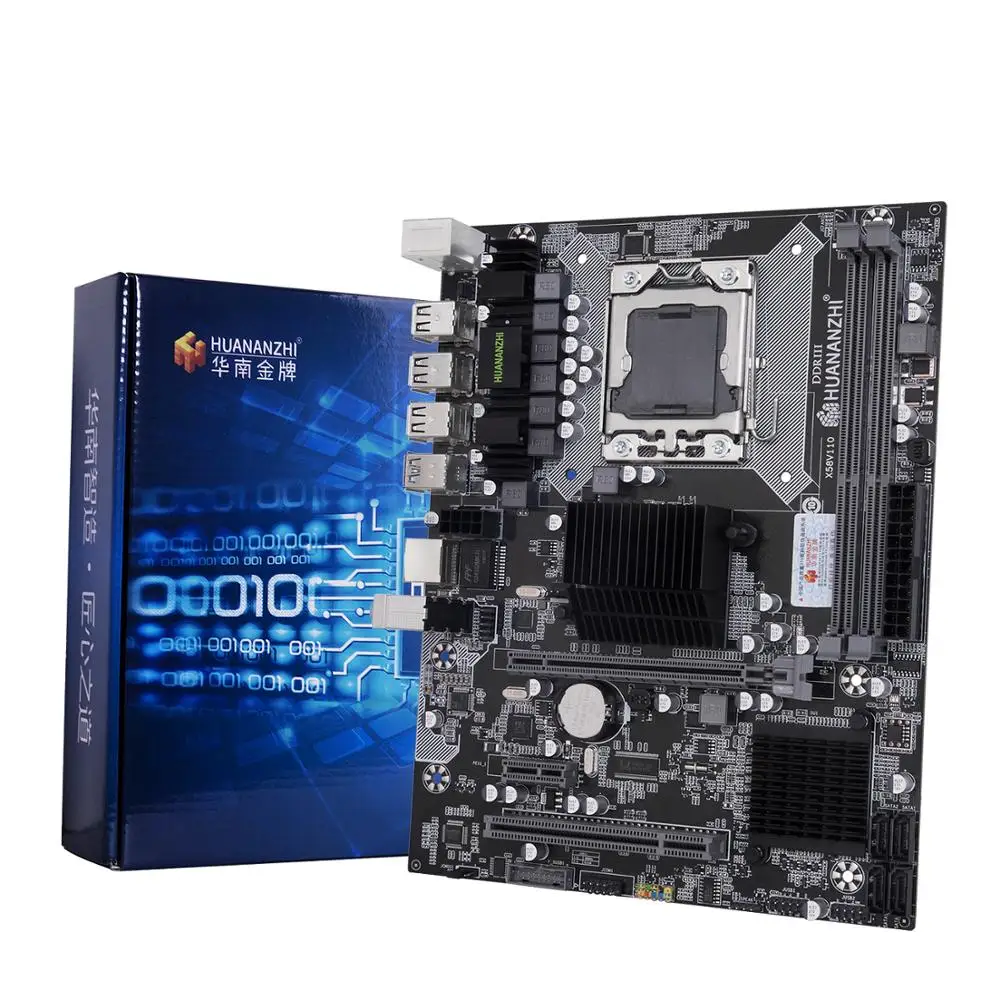 Комбинированная материнская плата HUANANZHI X58 LGA1366 ЦП Intel Xeon X5650 с кулером ОЗУ 16 Гб (2*8