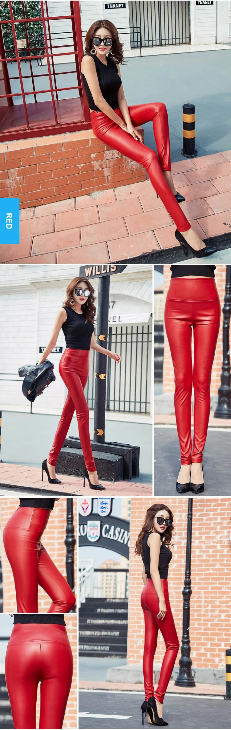 Women Tight Trouser Autumn Winter Women Thin Velvet PU Leather Pants Female Sexy Elastic Stretch Faux Leather Skinny Pencil Pant