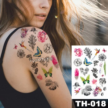 

Waterproof Temporary Tattoo Sticker Small flower butterfly bird pattern Water Transfer Daisy pine cone body art flash fake tatoo
