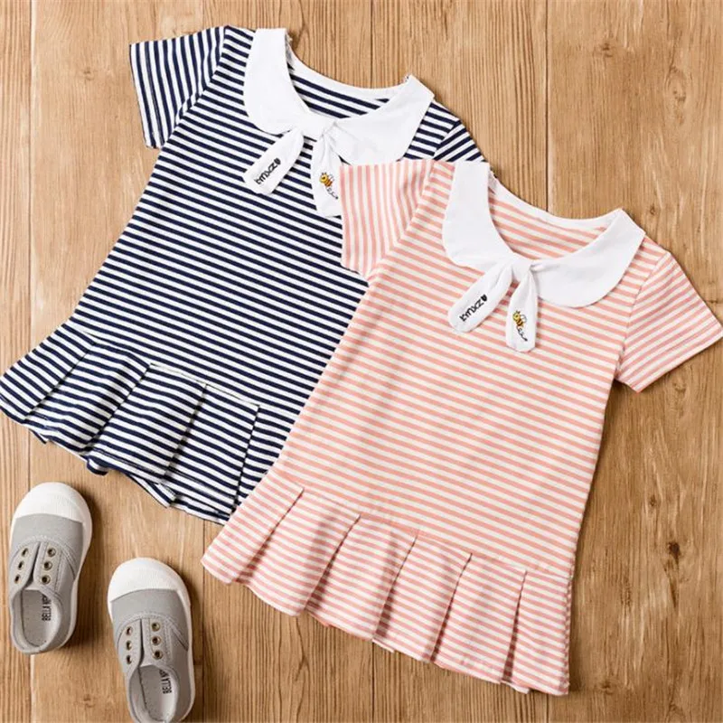 Newborn Baby Dress Stripped O-neck Summer Dress Baby Cotton Soft Girls Dress for 1 Years