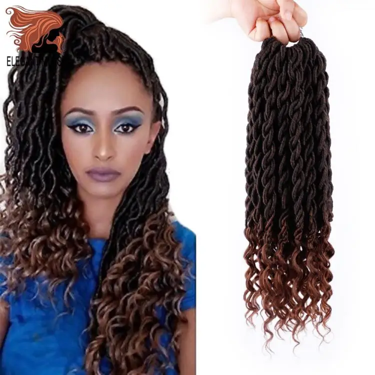 Элегантные Музы богемные вязанные косички Faux locs Curly вязанные волосы 18 дюймов 24 пряди Омбре косички для наращивания синтетические волосы