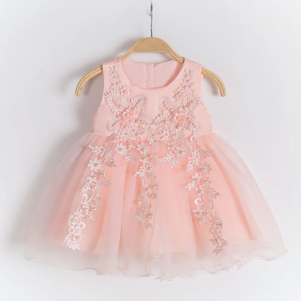B-3931Pink Платье для маленьких девочек кружевное платье для крещения для малышей вечерние платья для девочек на второй день рождения, платья для крестин для маленьких детей возрастом от 3 до 24 месяцев - Цвет: B-3931Pink