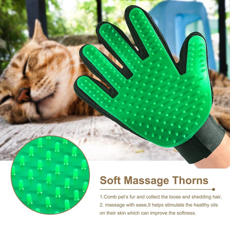 Pet grooming gloves silicone pet dog cat grooming gloves hair brush shower comb deshedding cleaning tool